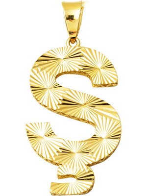 Bilezikci Işlemeli Ş Harfi 14 Ayar Altın Kolye Ucu