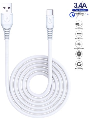 HANPORIUM Elephone A7H Uyumlu 3.4 Amper Ultra Hızlı Type-C Şarj Kablosu 1 Metre - İthalatçı Garantili