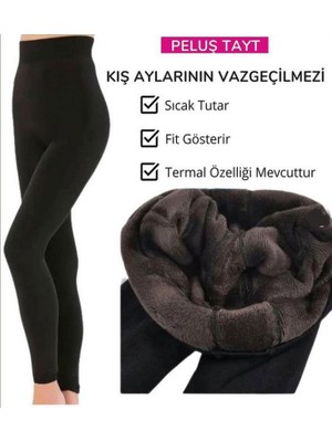 Larosa Kadın Peluş Termal Tayt - 1 L - XL Beden Yumuşak Kumaş ile Sıcak Tutar