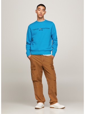 Tommy Hilfiger Bisiklet Yaka Mavi Erkek Sweatshırt MW0MW11596CZU