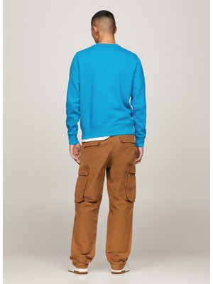 Tommy Hilfiger Bisiklet Yaka Mavi Erkek Sweatshırt MW0MW11596CZU
