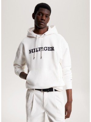 Tommy Hilfiger Kapüşon Yaka Beyaz Erkek Sweatshırt MW0MW33062YBH