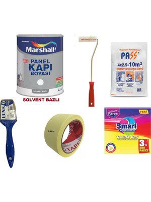 Marshall • Marshall Solvent (Tiner)  Bazlı  Amerikan Panel Kapı Boyası  2.5 Lt –6 Parça Set