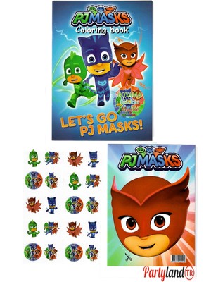 Partylandtr Pj Maskeliler Pj Masks Boyama Kitabı 3'lü Boyama Sticker Maskeli Anonim Yazar 3-6 Yaş