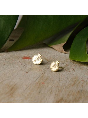 goldkupe 14K Altın Taşlı Nar Şans Küpe