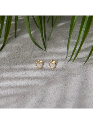 goldkupe 14K Altın Noktalı Elma Küpe