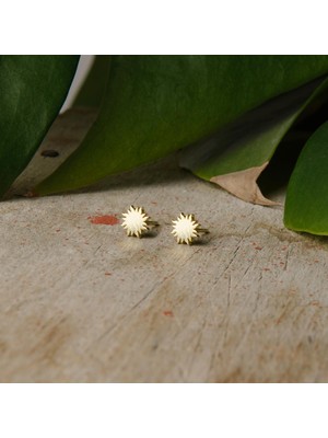 goldkupe 14K Altın Güneş Küpe