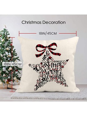 Atmak Yastık Kapakları 18X18 Inç Noel Pentagram Şapka Çan Ağacı Yastık Kılıfı Keten Ev Dekor Yastık Kılıfı Yatak Kanepe Kanepe (Noel Desen 2) (Yurt Dışından)