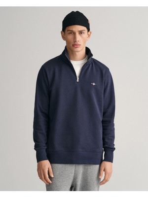Gant Erkek Lacivert Regular Fit Yarım Fermuarlı Sweatshirt 2008005.433