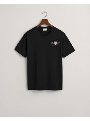 Gant Erkek Siyah Regular Fit Bisiklet Yaka Logolu T-Shirt 2067004.5