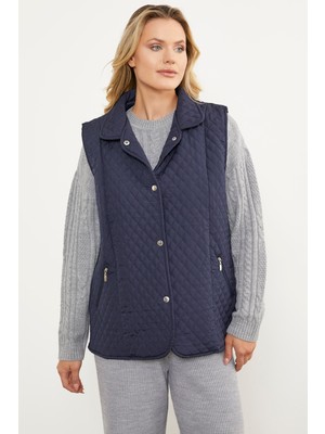 Sementa Çıt Çıtlı Fermuar Cepli Kapitone Yelek - Lacivert