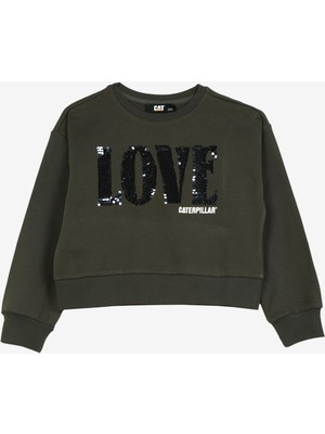Caterpillar Haki Kız Çocuk Bisiklet Yaka Sweatshirt C3WG-SWT100