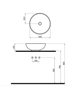 Newarc Çanak Tezgah Üstü Lavabo 5010