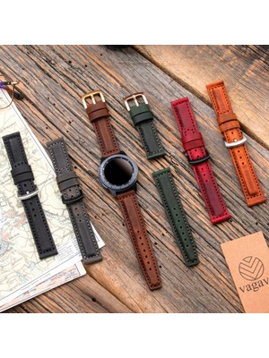 Vagave Samsung Watch 4 / 5 / 6 Watch 6 Classic 40mm 43mm 44mm 47mm Watch 5 / Watch 5 Pro 40 44 45 Watch 4 40 42 44 46mm 20mm Deri Kordon Siyah