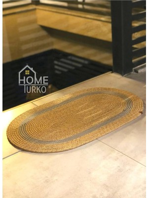 Home Turko Jüt, Desenli Gri Şeritli, Kapı Önü, Paspas, Banyo Paspası, Balkon Paspası / Hediyelik, Ev Eşyası