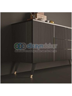 Dizaynaks Konik Açılı Çizgili Koltuk Kanepe ve Dolap Ayağı Beyaz-Altın 16 cm