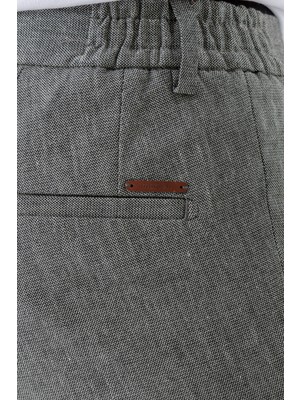 Morven Erkek Siyah Bond Desenli Poliviskon Keten Slim Fit Pantolon