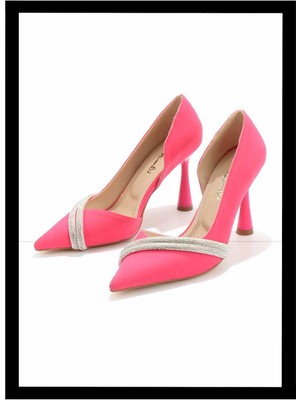 Bambi Mat Fuşya Saten  Kadın Abiye Ayakkabı K01596188938