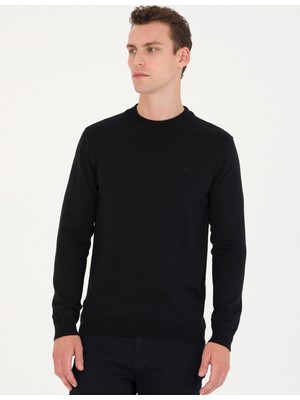 Pierre Cardin Erkek Siyah Slim Fit Yarım Balıkçı Yaka Basic Triko Kazak 50259094-VR046