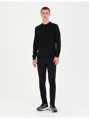 Pierre Cardin Erkek Siyah Slim Fit Yarım Balıkçı Yaka Basic Triko Kazak 50259094-VR046