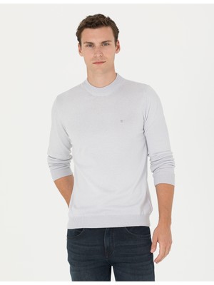 Pierre Cardin Erkek Krem Melanj Slim Fit Yarım Balıkçı Yaka Basic Triko Kazak 50276534-VR159