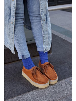 Nilufarr James Taba  Deri Bağcıklı Kadın Ayakkabı