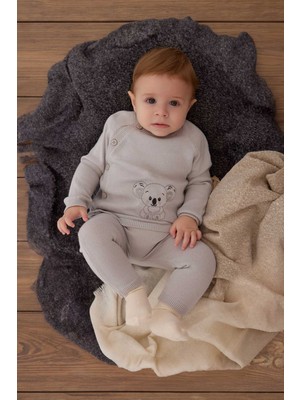 Minycenter Unisex Bebek Triko 2li Takım Gri