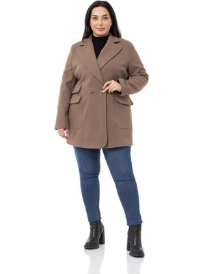 Disentis Modest Büyük Beden Cep Detaylı Astarlı Kısa Vizon Kaban