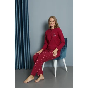 Mutlu City Yeni Sezon Sonbahar/kış Kadın Welsoft Yuvarlak Yaka Düz Desen Kalın Polar Pijama Takımı 30009