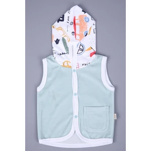 Baby Hola Kız Erkek Bebek Kapüşonlu Kadife Cepli Yelek 3297