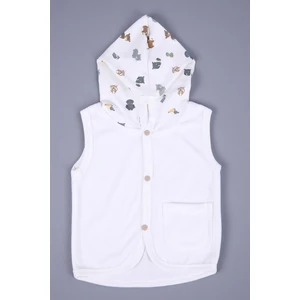 Baby Hola Kız Erkek Bebek Kapüşonlu Kadife Cepli Yelek 3297