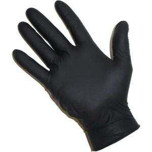 Haspet Siyah Nitril Pudrasız Muayene Eldiveni 100'lü Large