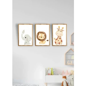 Trend Poster Çocuk / Bebek Odası Şekilleri Öğren %100 Mdf Duvar Tablo Seti 3 Parça