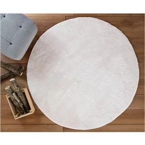 Linos Home Krem Fluffy Yuvarlak Post Peluş Halı Kaymaz Taban Yumuşacık Yolluk