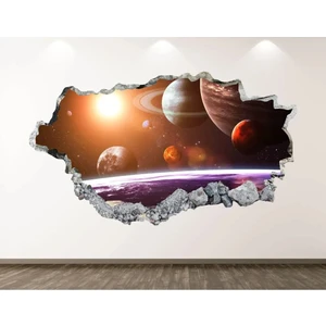 Kt Grup Güneş Sistemi ve Gezegenler Full Hd Baskı 3D Modern Duvar Sticker