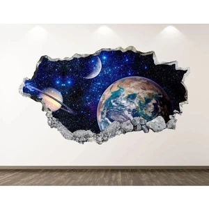 Kt Grup Güneş Sistemi ve Gezegenler Full Hd Baskı 3D Modern Duvar Sticker