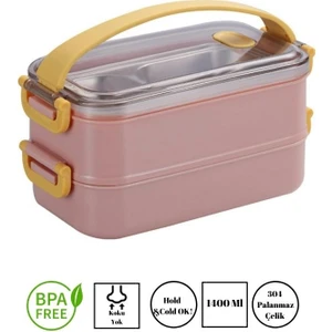 Enjoy Eating Lunch Box Iki Katlı Paslanmaz Çelik Kolay Kilitlenir Sefer Tası – 1400 ml
