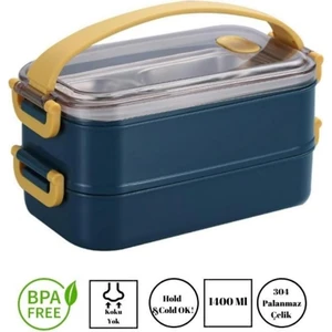 Enjoy Eating Lunch Box Iki Katlı Paslanmaz Çelik Kolay Kilitlenir Sefer Tası – 1400 ml