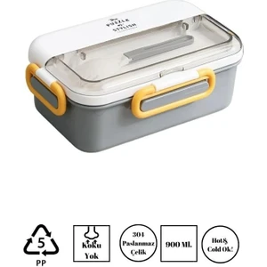 The Puzzle Lunch Box Tek Katlı Paslanmaz Çelik Kolay Kilitlenir Sefer Tası – 900 ml