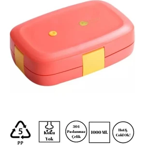 Litan Stainless Steel Lunch Box Tek Katlı Paslanmaz Çelik Kolay Kilitlenir Sefer Tası – 1000 ml