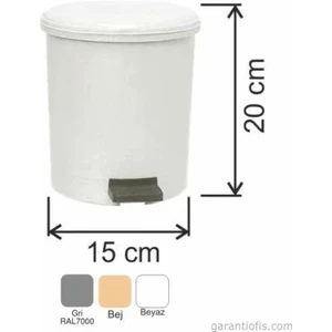 Garanti̇ Metal Garanti Metal 7135 Plastik Iç Kovalı Yuvarlak Pedallı Çöp Kovası (3,5 Litre)