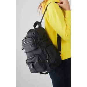City Center Fashion Kadın Siyah Çok Gözlü Sırt Çantası CTY-LBN-0131