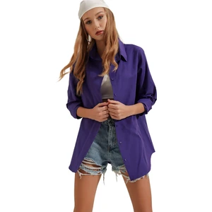 Tu Estilo Kadın Oversize Uzun Basic Gömlek