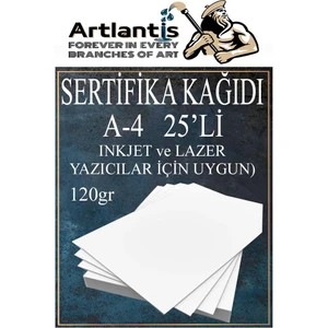 A4 Sertifika Kağıdı Kalın 25 Adet Gramajlı Fotokopi Kağıdı 120 gr Tüm Yazıcılara Uyumlu 21X29.7 cm Kalın Baskı Kağıdı