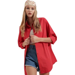 Tu Estilo Kadın Oversize Uzun Basic Gömlek