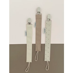 3’lü Set Bebek Emzik Askısı - Emzik Zinciri - Emzik Tutacağı Kahve Tonlar
