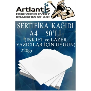 A4 Sertifika Kağıdı Kalın 50 Adet Gramajlı Fotokopi Kağıdı 220 gr Tüm Yazıcılara Uyumlu 21X29.7 cm Kalın Baskı Kağıdı
