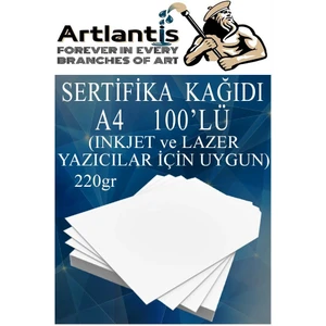 A4 Sertifika Kağıdı Kalın 100 Adet Gramajlı Fotokopi Kağıdı 220 gr Tüm Yazıcılara Uyumlu 21X29.7 cm Kalın Baskı Kağıdı