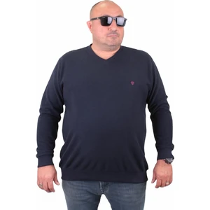 Mocgrande Büyük Beden Selanik V Yaka Classic Sweat 23201 Lacıvert