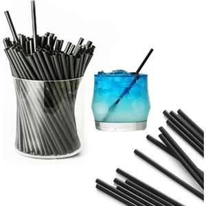 Adin Tasarım Kısa Kokteyl Pipeti 300LÜ 14 cm Kıl Pipet Siyah Ince Kokteyl Pipeti Kıl Pipet Amerikan Kokteyl Pipet